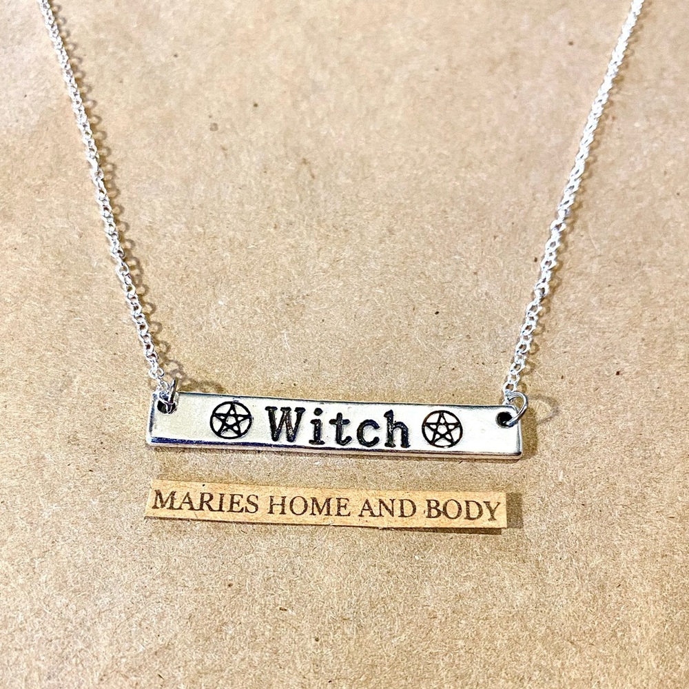 Witch Pentagram S925 Silver Chain New Jewelry Horizontal Bar Plate Necklace Goth